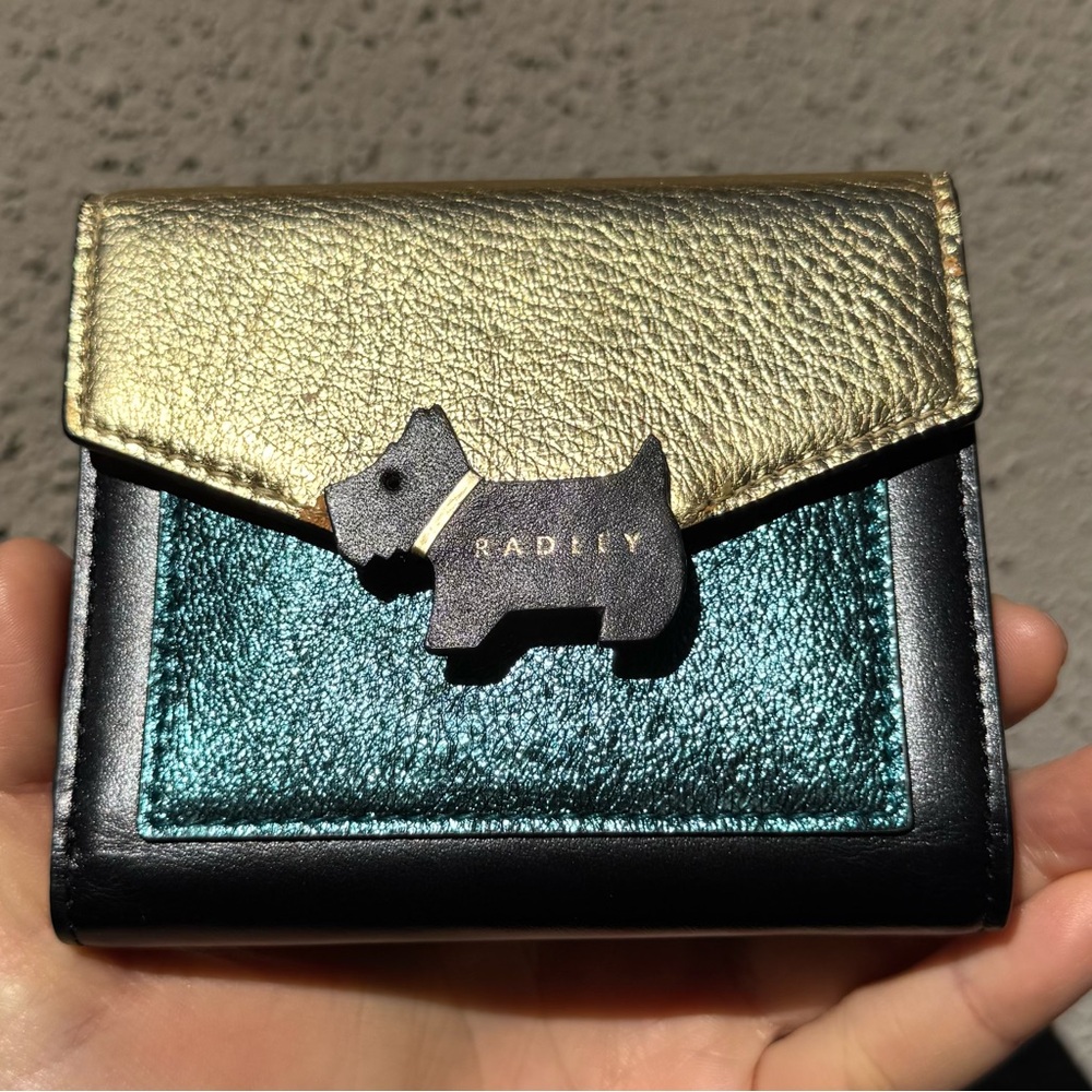 Radley London Scottish Terrier Wallet with Gold and Teal Accents